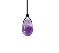 Cuarzo rosa natural Yoni huevo Set Obsidiana Kegel Ejercicio Huevo de jade Vagina Músculo de estiramiento Bolas de cristal Piedra de masaje perforada, Amatista S