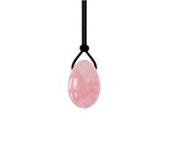 Cuarzo rosa natural Yoni huevo Set Obsidiana Kegel Ejercicio Huevo de jade Vagina Músculo de estiramiento Bolas de cristal Piedra de masaje perforada, Cuarzo rosa S