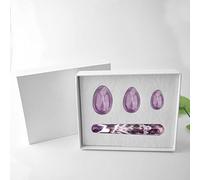 Cuarzo Rosa Natural Yoni Jade Set Huevo Reafirmante Muscular Ejercicio De Kegel Varita De Cristal Piedra De Masaje Femenino,con Caja De Regalo,Moderado