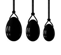 Cuarzo rosa Yoni Egg Set Huevos de jade natural Mujeres Kegel Ejercitador Masaje Yoni Varita Jade,3 Huevos de obsidiana
