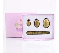 Cuarzo rosa Yoni Egg Set Huevos de jade natural Mujeres Kegel Ejercitador Músculos vaginales Apretando bola Masaje Yoni Wand, Unakite