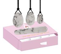 Cuarzo rosa Yoni Egg Set Huevos de jade natural Mujeres Kegel Ejercitador Músculos vaginales Apretando bola Masaje Yoni Wand, Howlita blanca