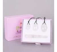 Cuarzo rosa Yoni Egg Set Huevos de jade natural Mujeres Kegel Ejercitador Músculos vaginales Apretando bola Masaje Yoni Wand, Cuarzo de roca