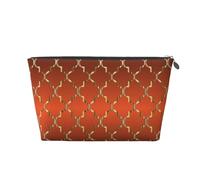 Cuatrifolio Dorado sobre Naranja Quemado, Bolsa de artículos de tocador Bolsa de Maquillaje Bolsa de cosméticos Bolsa de artículos de tocador de Viaje portátil