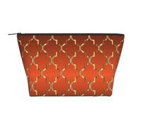 Cuatrifolio Dorado sobre Naranja Quemado, Bolsa de artículos de tocador Bolsa de Maquillaje Bolsa de cosméticos Bolsa de artículos de tocador de Viaje portátil