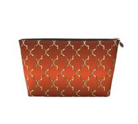 Cuatrifolio Dorado sobre Naranja Quemado, Bolsa de Maquillaje Bolsa de cosméticos Bolsa de artículos de tocador de Viaje portátil Bolsa de artículos de tocador
