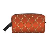 Cuatrifolio Dorado sobre Naranja Quemado, Bolsa de Maquillaje Bolsa de cosméticos Bolsa de artículos de tocador de Viaje portátil Organizador de Bolsa de Maquillaje