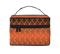 Cuatrifolio Dorado sobre Naranja Quemado, Bolsa de Maquillaje Bolsa de cosméticos Bolsa de artículos de tocador de Viaje portátil Estuche para lápices Bolsa de artículos de tocador