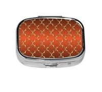 Cuatrifolio dorado sobre naranja quemado, Pastillero cuadrado para bolsillo o monedero, pequeño contenedor de pastillas, organizador de pastillas de viaje