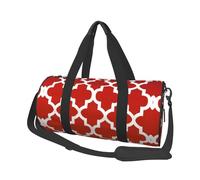 Cuatrifolio Rojo Intenso y Blanco, Bolsa de Viaje de Gran Capacidad, Bolso Redondo, Bolsa de Viaje Deportiva, Bolsa de Mano, Bolsa de Fitness