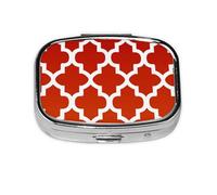 Cuatrifolio rojo intenso y blanco, Pastillero cuadrado para bolsillo o monedero, pequeño contenedor de pastillas, organizador de pastillas de viaje