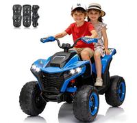 Cuatrimoto de 4 ruedas para niños, 24 V, 2 plazas, cuatrimoto eléctrico con motor 4WD, juego de equipo de protección, Bluetooth, luces LED, suspensiones de resorte, juguetes alimentados por pilas para