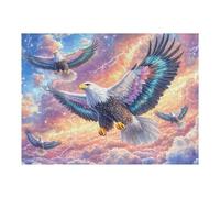 Cuatro águilas calvas en el Cielo de tormenta Colorido Puzzles 500 Piezas Maquetas 3D Construir Rompecabezas Educativo para Familia Desafío Intelectual Decoración Hogar Moderno 500 PCS