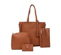 Cuatro bolsos cruzados de hombro cuatro mujeres bolso conjunto bolso cartera bolso perla, Brown, Talla única