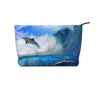 Cuatro Delfines en el mar de Las Ballenas,Neceser de Pana, Neceser de Maquillaje portátil, Neceser de Viaje