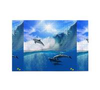 Cuatro Delfines en el mar de Las Ballenas, Rompecabezas de 1000 Piezas, Rompecabezas de Madera para Toda la Familia, decoración de Pared para Adultos y Adolescentes.