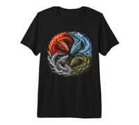 Cuatro Elementos Dragones Yin Yang Fuego Agua Tierra Aire Regalos Camiseta Premium