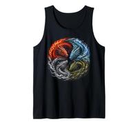Cuatro Elementos Dragones Yin Yang Fuego Agua Tierra Aire Regalos Camiseta sin Mangas