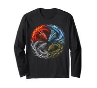 Cuatro Elementos Dragones Yin Yang Fuego Agua Tierra Aire Regalos Manga Larga