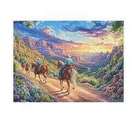 Cuatro Jinetes en el Sendero de montaña Puzzles 500 Piezas Entretenimiento Familiar Rompecabezas 3D para Familia Juguete Educativo Aliviar Estrés Decoración Hogar 500 PCS