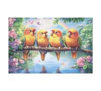 Cuatro Loros sobre una Rama con un arcoíris Puzzles 1000 Piezas Juguete Educativo 3D Rompecabezas Familiar para Toda La Familia Entretenimiento Creativo Decorativo 1000 PCS