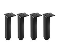 Cuatro Patas cuadradas de Metal Engrosado para mesas y armarios; Patas Ajustables de Felpa; aleación de Aluminio; Color Negro; 10 cm y 20 cm; Antideslizantes y silenciosas; Patas reemplazabl