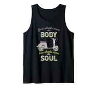 Cuatro Ruedas mueven el Cuerpo Dos Ruedas mueven el Jinete de la Vespa del Alma Camiseta sin Mangas