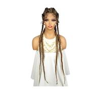 Cuatro trenzas de pelucas, sintéticas trenzadas con encaje frontal largo hecho a mano, 36 pulgadas, aspecto natural, uso diario (1B27)