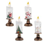 Cuatro velas de navidad, sin llamas, incluyendo muñecos de nieve, árboles de navidad, ancianos, ángeles. Ideal para fiestas navideñas o decoración del hogar
