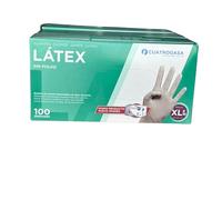 Cuatrogasa Guante de Látex Sin Polvo - Ambidiestro, Talla XL | 100 Unidades | Uso Profesional- Médico y Alimentario | Alta Sensibilidad y Protección