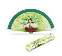 CUATROGOTAS Malamalaka | Abanico De Madera Natural| con Diseño Elegante | Abanicos Originales Ideal para Toda Ocasión Y Uso Diario |Complemento Práctico| De 23 Cm | Material Duraderos | Árbol Verde