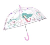 Cuatrogotas Paraguas Infantil Transparente Sirena Ribete Reflectante, Multicolor