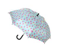 CUATROGOTAS | Paraguas largo para Niña | con Mango Curvo Ergonómico y largo Automático | Paraguas Resistente con Apertura Automática | Ideal para Niñas Pequeñas | Estampado de Círculos