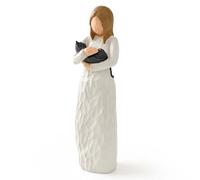Cuayaes Figuras Decorativas con Gatito Negro, Regalos para Mujer Amantes de los Gatos, Decoración del Hogar de la Estatua del ángel del Gato de Resina Pintada a Mano