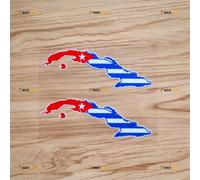 Cuba Bandera Mapa Pegatina Calcomanía Vinilo - 2 Pegatinas Reflectantes 12.7cm - Para Coche Barco Portátil Taza