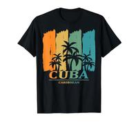 Cuba Caribe Palmeras Playa Descanso Relajación Souvenir Camiseta gráfica económica, Hombre, Negro, M