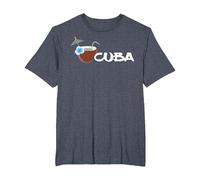 Cuba Cóctel Tropical Piscina Pool Bar Caribe Regalo Recuerdo Camiseta, Hombre Tallas Grandes, Azul Jaspeado, 3X Alto