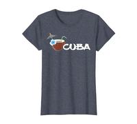 Cuba Cóctel Tropical Piscina Pool Bar Caribe Regalo Recuerdo Camiseta, Mujer, Azul Jaspeado, XS