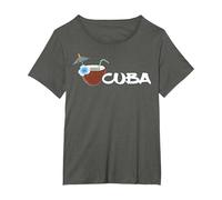 Cuba Cóctel Tropical Piscina Pool Bar Caribe Regalo Recuerdo Camiseta, Mujer Tallas Grandes, Asfalto, 3XL Grande