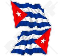 CUBA Cubana Bandera Ondeante República de Cuba 3" (75mm) Pegatinas de Vinilo Adhesivos, Stickers, Calcomanias x2