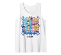 Cuba Escena callejera de La Habana Recuerdo Auto Clasico Camiseta sin Mangas