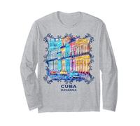 Cuba Escena callejera de La Habana Recuerdo Auto Clasico Manga Larga