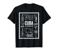 Cuba EST. Traditions & Soul Sello Cultural Arte Línea Blanca Camiseta
