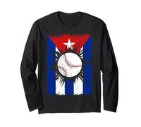 Cuba Flag Baseball Cuban Heritage Manga Larga