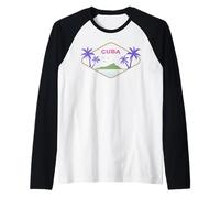 Cuba Isla Palmeras Caribe Vacaciones en la Habana Recuerdo Camiseta Manga Raglan