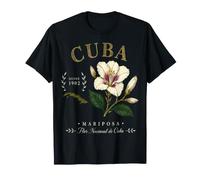 Cuba Mariposa Flor Nacional Vintage Botánica Camiseta