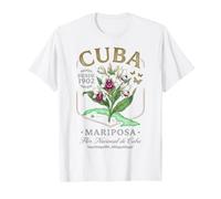 Cuba Mariposa Nacional Flor Vintage Mapa Botánico Camiseta