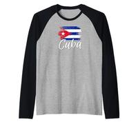 Cuba National Flag Country Pride Roots Vintage Gift Camiseta Manga Raglan