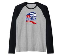 Cuba National Flag Country Pride Roots Vintage Gift Camiseta Manga Raglan