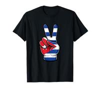 Cuba Peace Sign Hand Patriotic Cuban Country Flag Camiseta